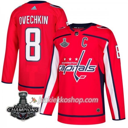 Miehille NHL Washington Capitals Pelipaita Alex Ovechkin 8 2018 Stanley Cup Champions Adidas Punainen Authentic